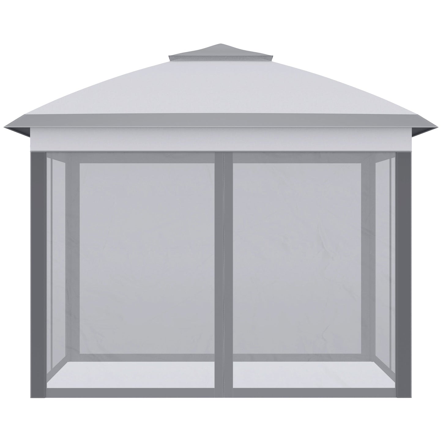 Outsunny 330cm x 330cm Pop Up Canopy, Double Roof Foldable Canopy Tent with Zipped Mesh Sidewalls, Height Adjustable and Carrying Bag, Event Tent for Patio Garden, Grey