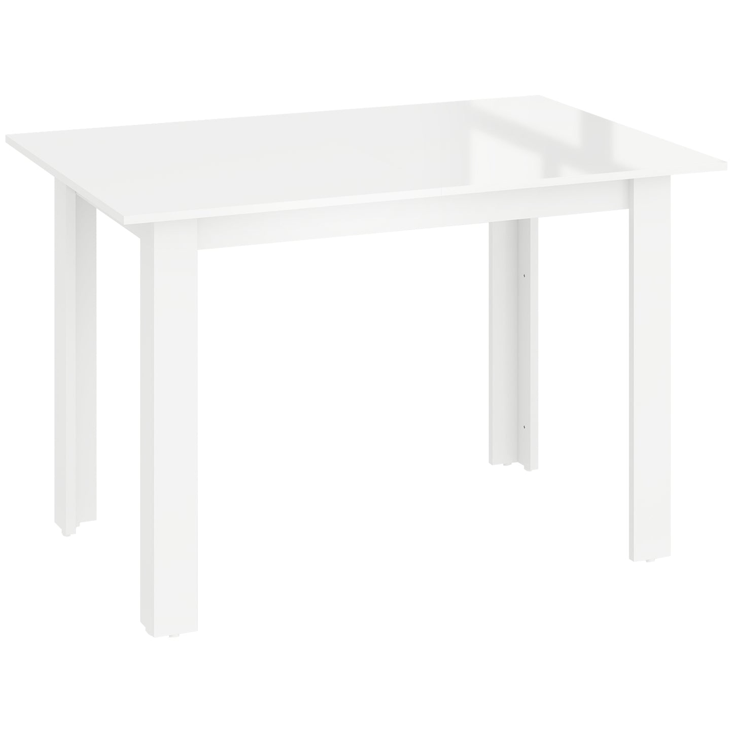 HOMCOM Extendable Dining Table, 120-160 x 70cm Rectangular Kitchen Table for Small Spaces, Seats 4-6 People, High Gloss White