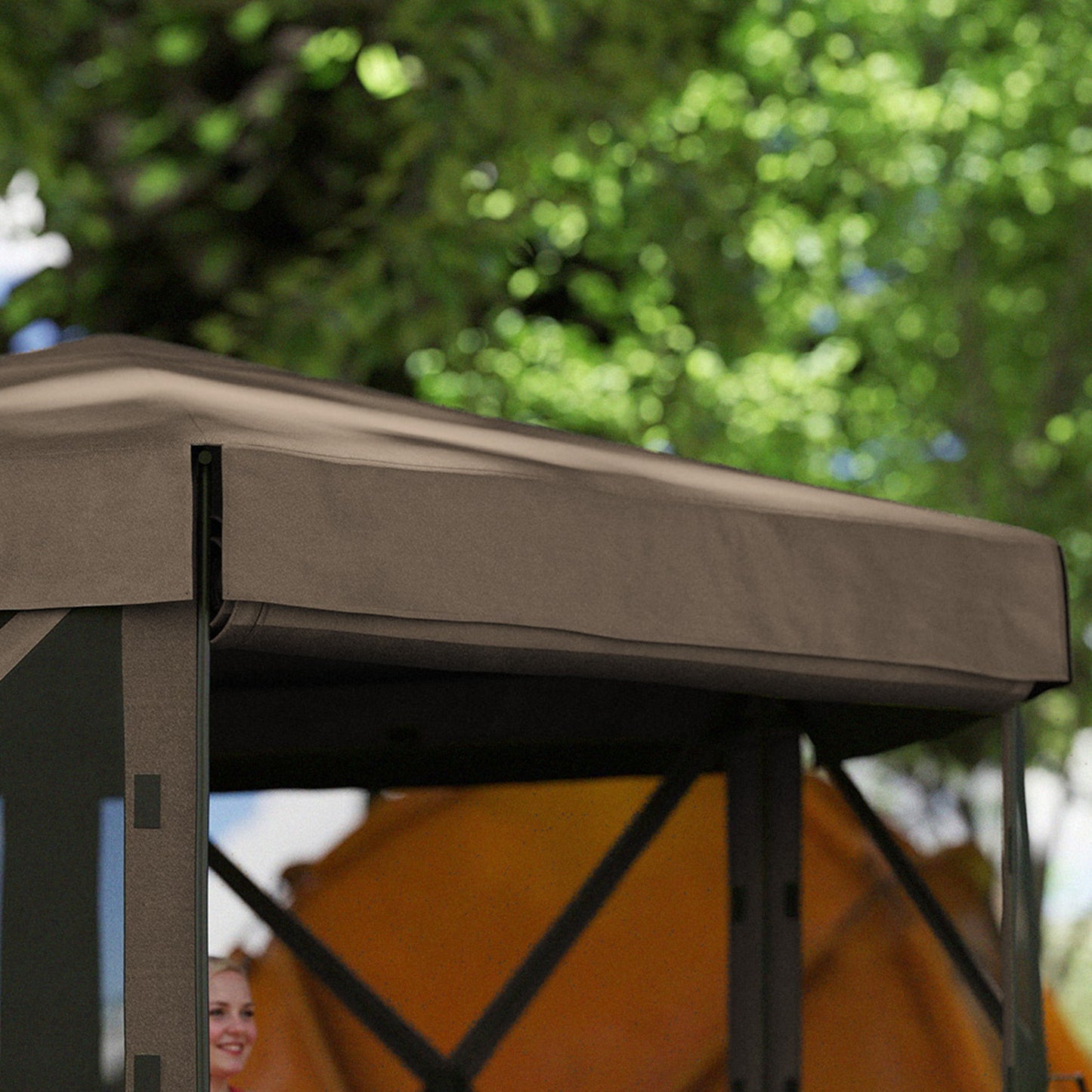 Altana rozkładana Outsunny 3 x 3(m) z 5 bokami i torbą transportową, wodoodporna, odporna na promieniowanie UV, namiot imprezowy, natychmiastowe schronienie na imprezy z siatką do ogrodu, na patio, brązowa