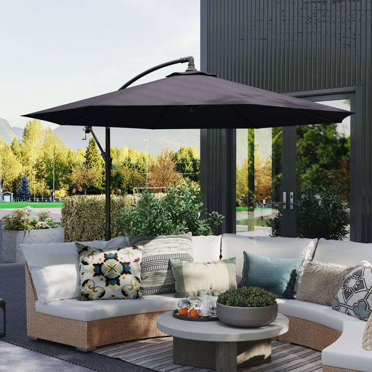 Outsunny 3 m Banana Parasol-Black