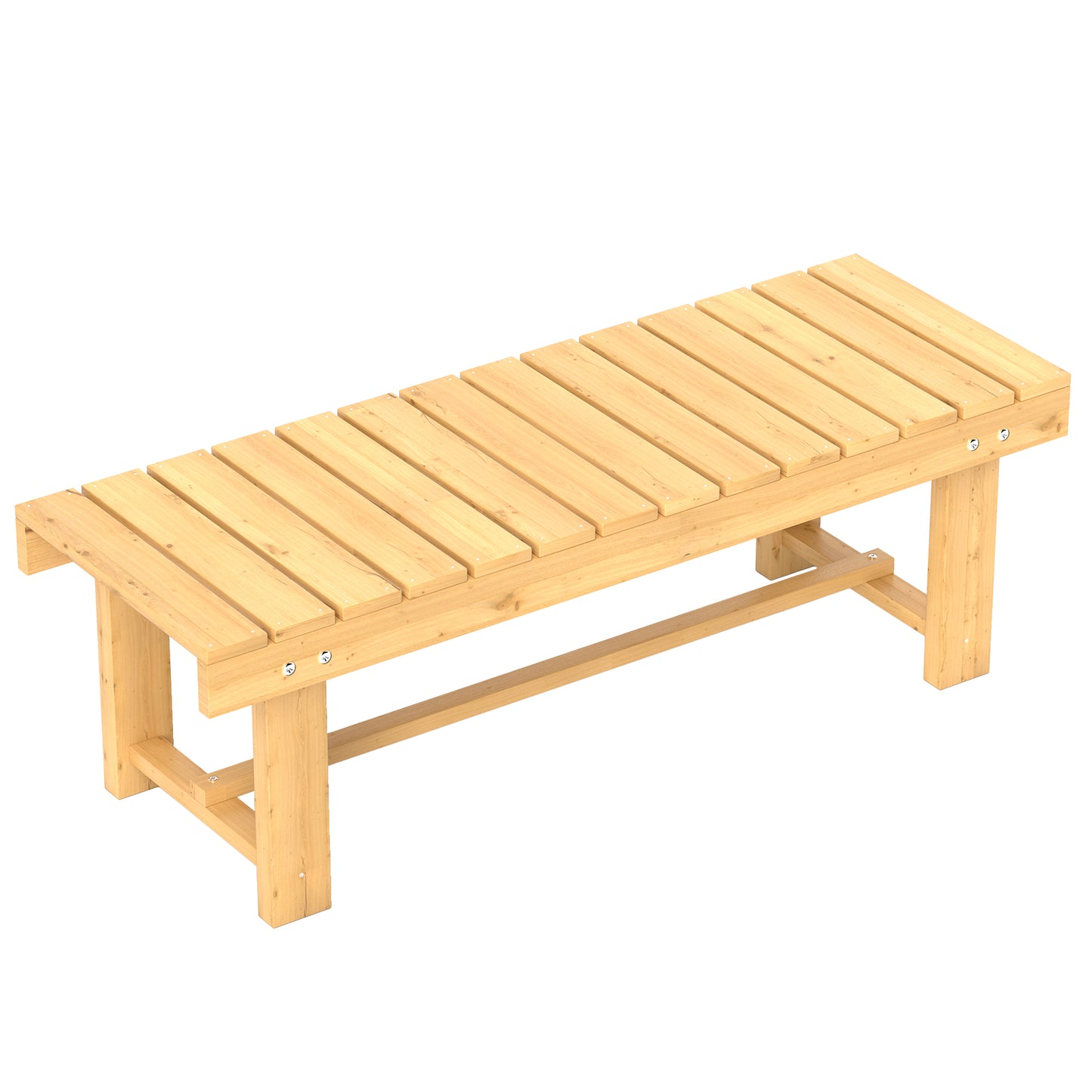 Outsunny 1-częściowa 2-osobowa ławka ogrodowa do użytku na zewnątrz i wewnątrz, drewniana, jodła, patio, 110 dł. x 38 szer. x 35 wys. cm, naturalna