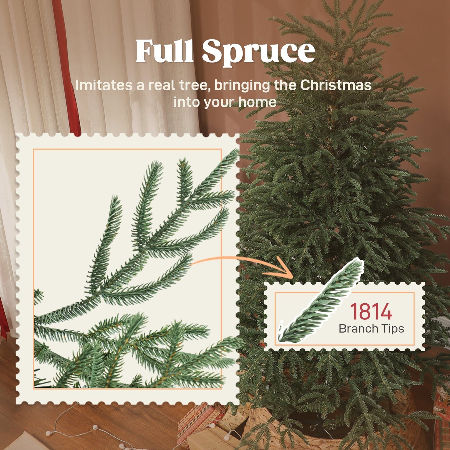 HOMCOM 6 ft Full Spruce Christmas Tree with Realistic Dense Tips, Easy Assembly - Green