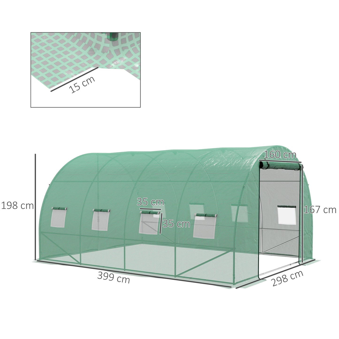 Outsunny نظام الرش Polytunnel Greenhouse، 4 × 3 (م)، أخضر