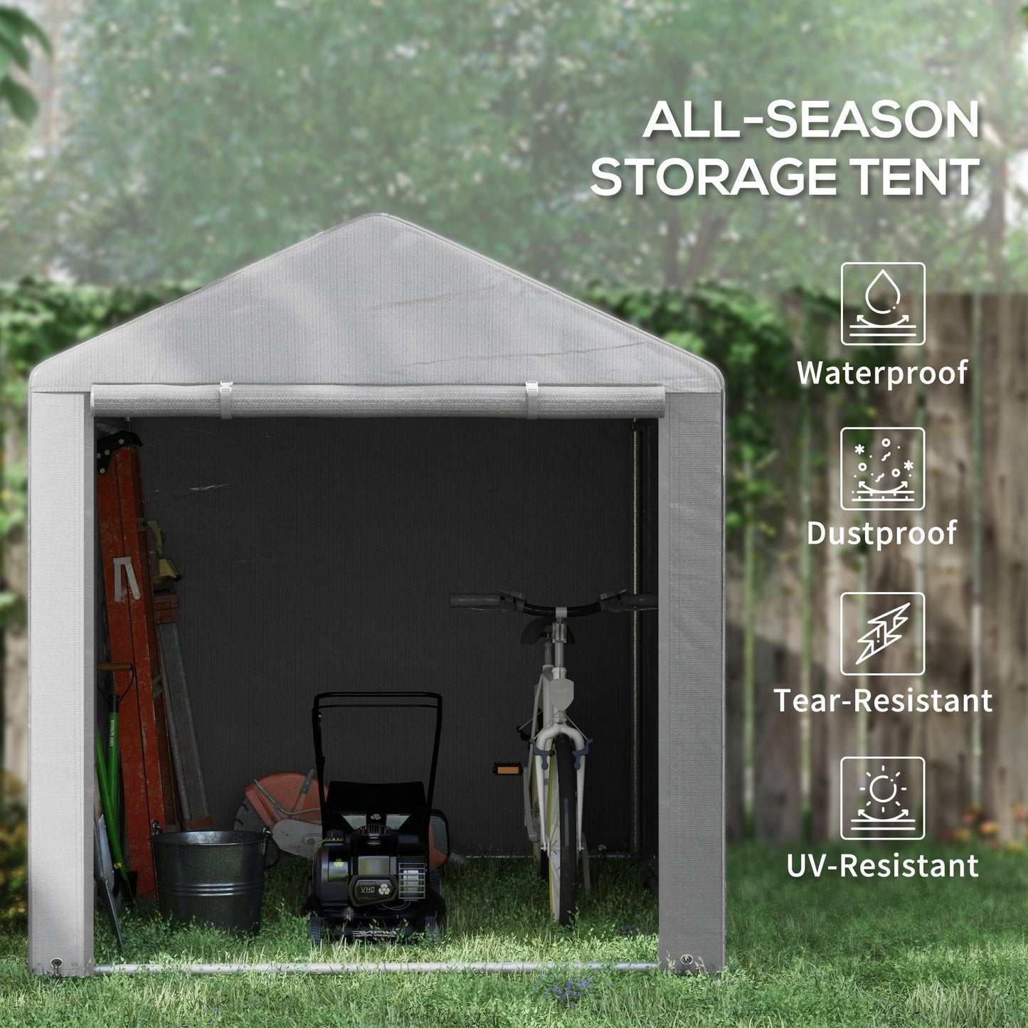 Outsunny 2.2 x 1.6 m Outdoor Storage Tent, with Accessories - Light Grey