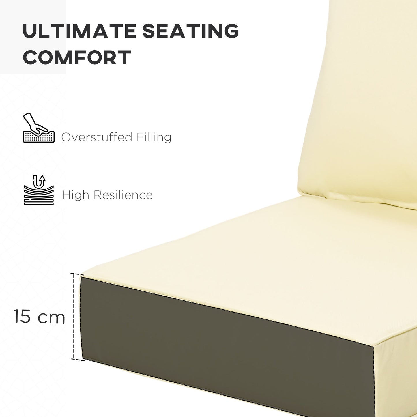Outsunny 4 Pieces Outdoor Seat and Back Cushion Set Patio Deep Seating Chair Replacement Cushion, Beige