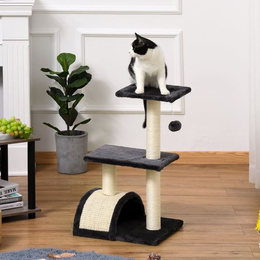 PawHut 72cm Cat Tree with Scratching Post, Pad for Indoor Cats - Smoky Grey