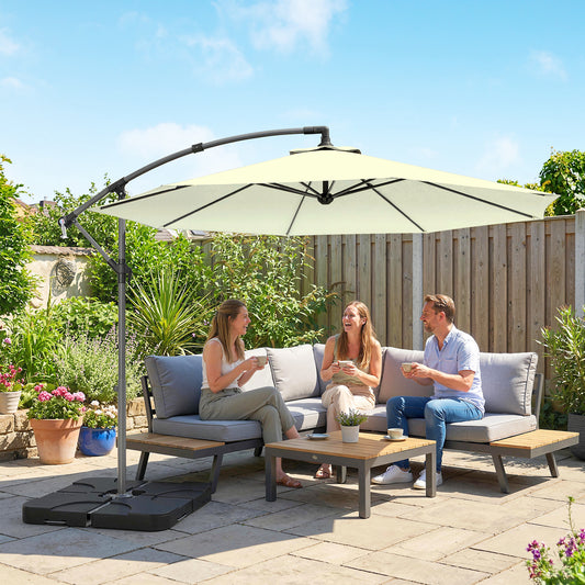 Outsunny 3m Overhanging Parasol in Beige, image 2