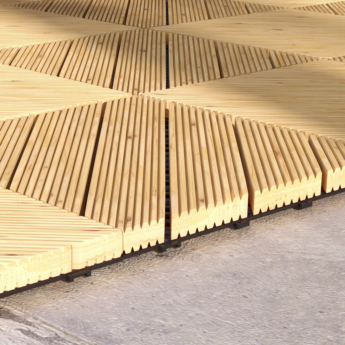 Outsunny 9 Pcs Garden Decking Tiles Wooden Outdoor Flooring Tiles for Patio, Balcony, Terrace, Hot Tub, Yellow
