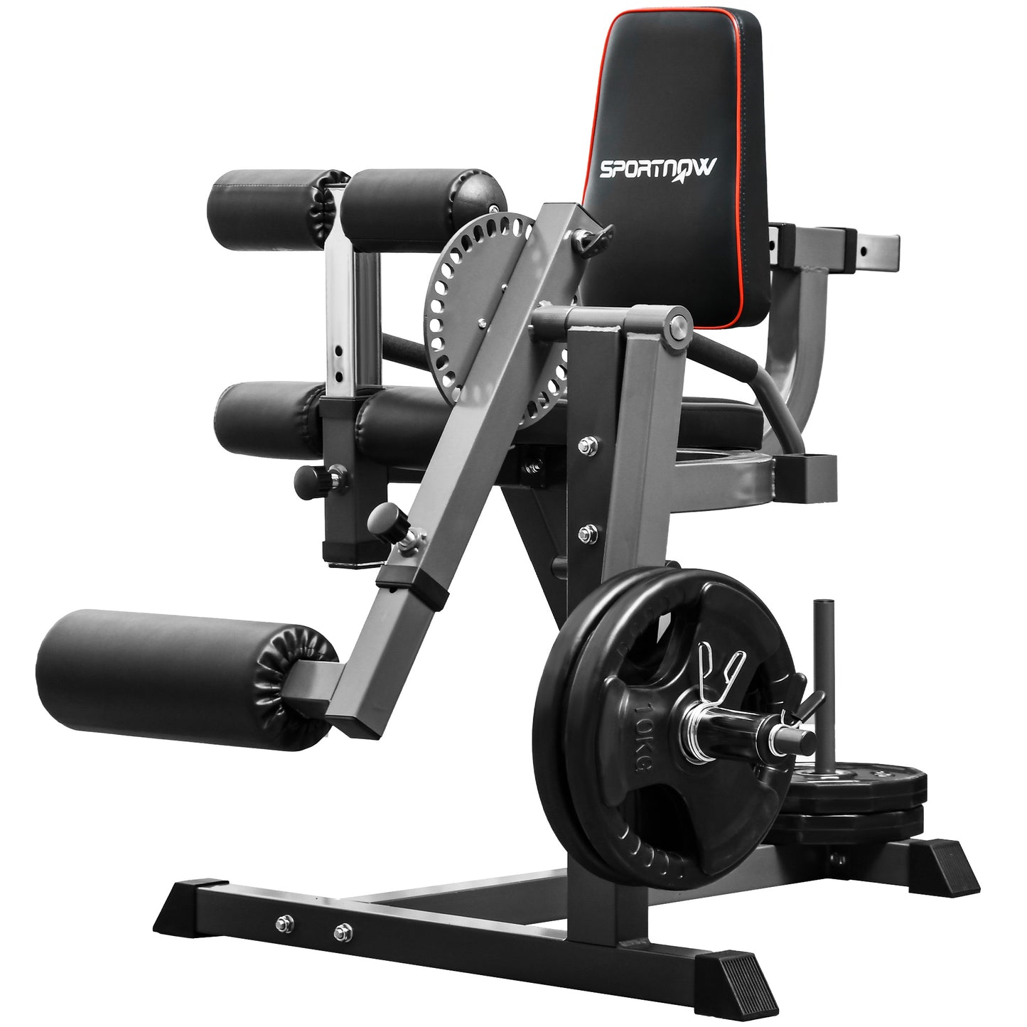 SPORTNOW Seated Leg Extension Machine, Adjustable Leg Raise Machine and Curl Machine with Plate Loaded for Hip, Thigh, Lower Body Workout