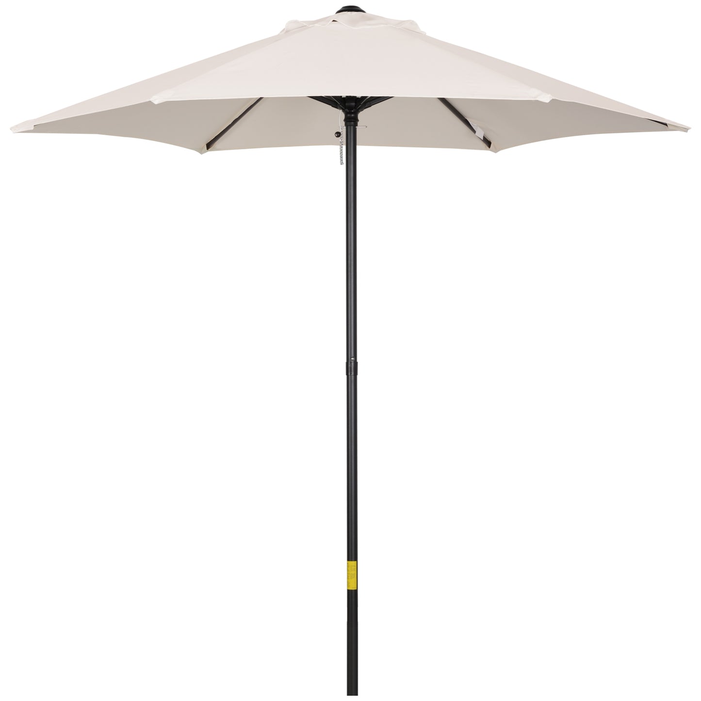 Outsunny 2m Garden Parasol Umbrella, Outdoor Sun Shade with 6 Sturdy Ribs for Balcony, Bench, Garden, Cream White