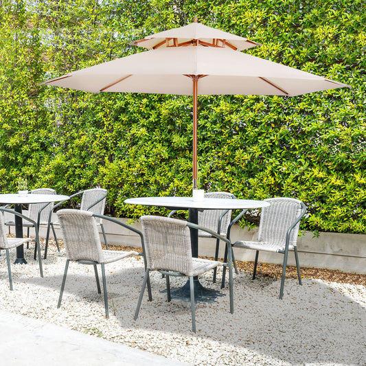 Outsunny 2.7m Wooden Parasol in Beige, image 2