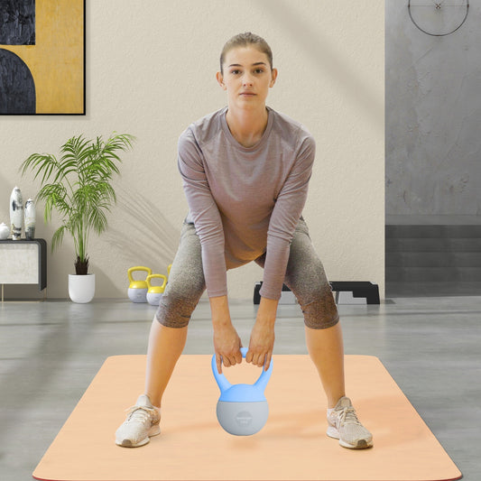 SPORTNOW 6KG Soft Kettlebell, Kettlebell with Non-Slip Handle for Home Gym, Weight Lifting, Strength Training, Light Blue/Grey