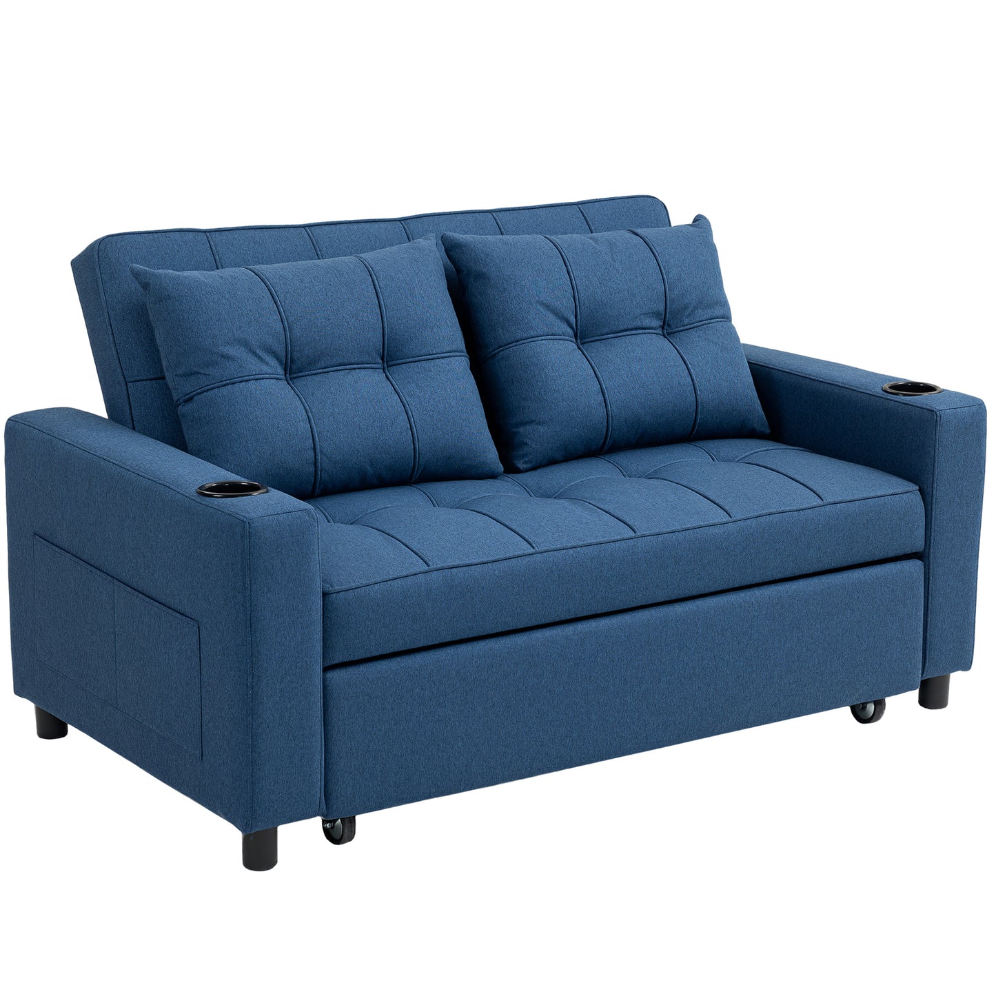 HOMCOM Dwuosobowa rozkładana sofa z funkcją spania - ciemnoniebieska