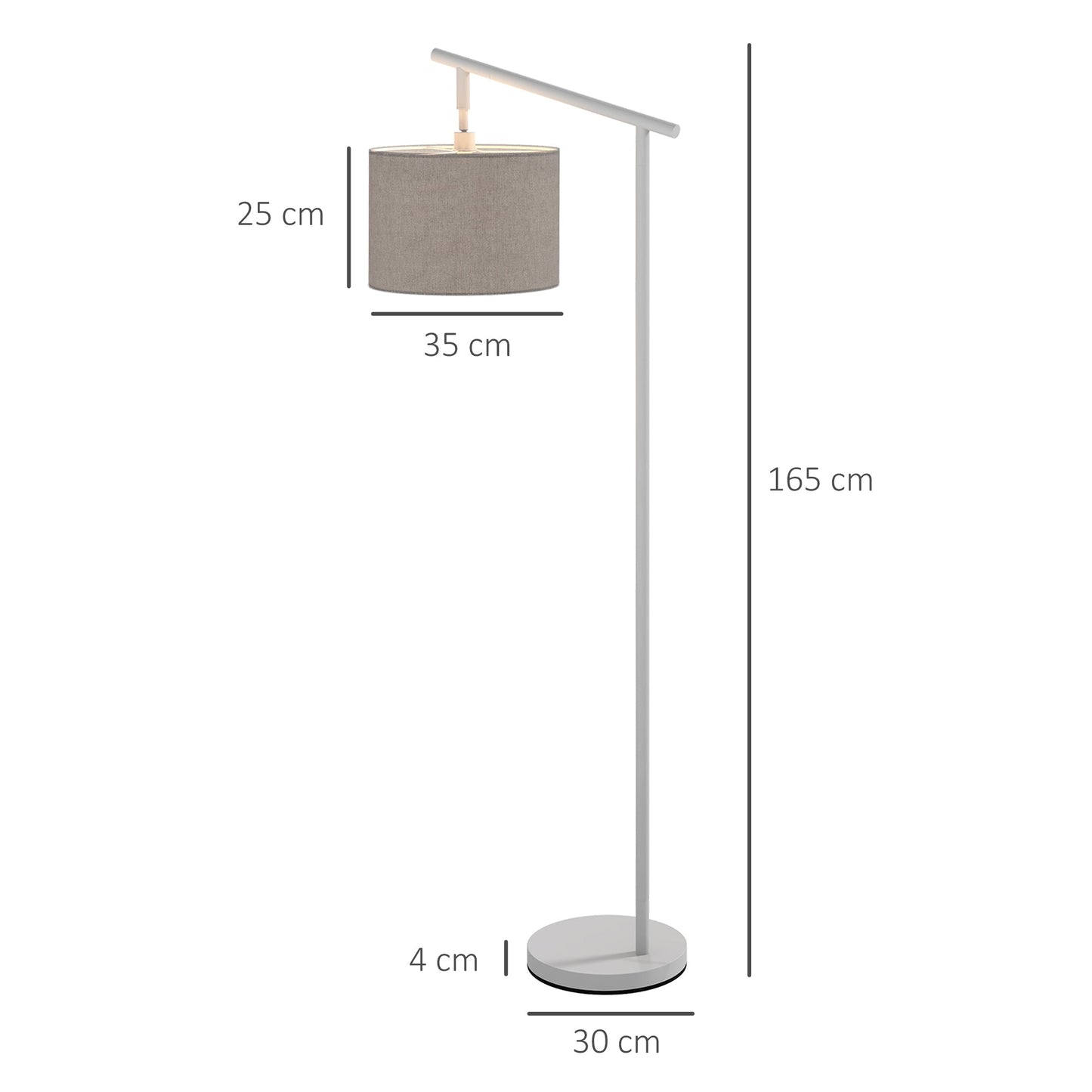 Lampa podłogowa HOMCOM z metalową ramą i obrotowym kloszem 350°, do salonu i sypialni, z żarówką LED w zestawie, w kolorze szarym
