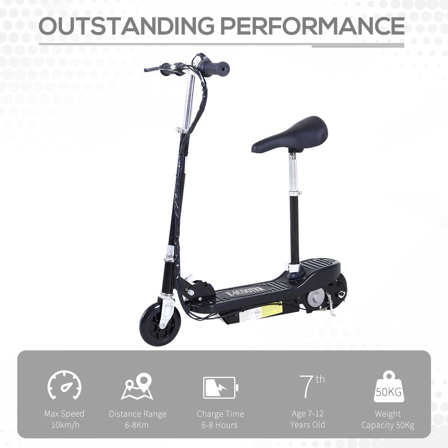 HOMCOM Outdoor Ride On Motor Bike 120 W, 2 x akumulator 12 V, czarny