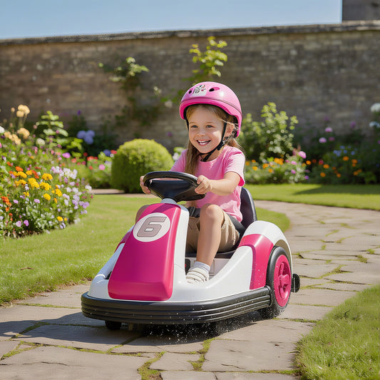 AIYAPLAY Kids Bumper Car with 360-Degree Rotation, 6V Electric Ride On Car with Music and Horn for 3-8 Years Old, Pink