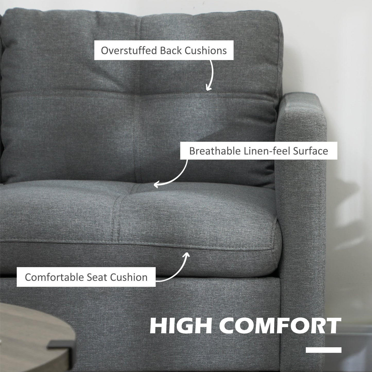 Sofa dwuosobowa HOMCOM ze stalowymi nogami - szara
