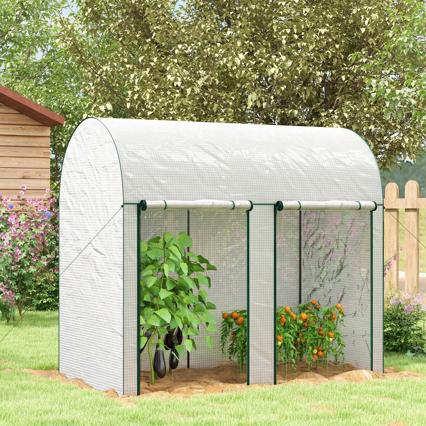Outsunny 200 x 100cm szklarnia typu walk-in z drzwiami na suwak - biała