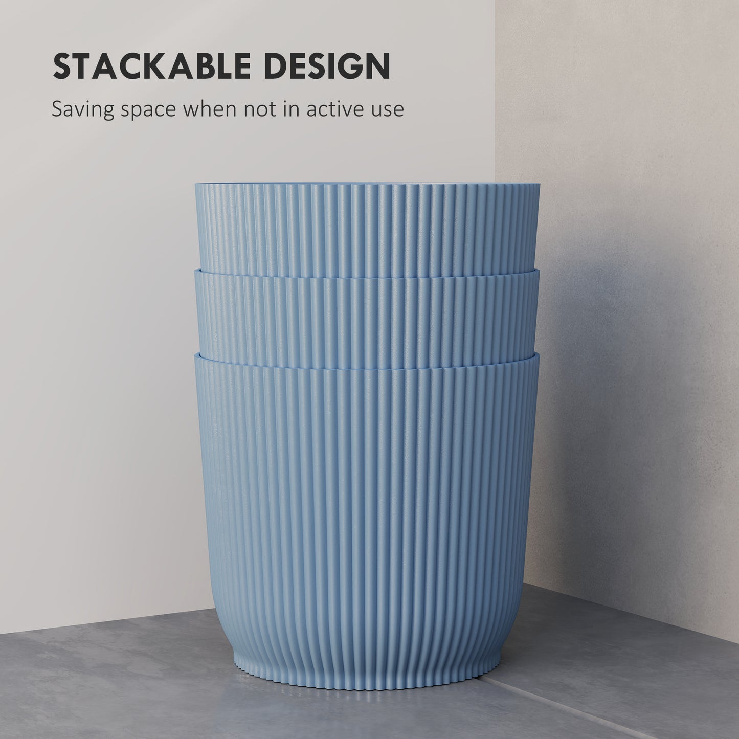 Outsunny Set of Three Ф22cm Planters - Blue