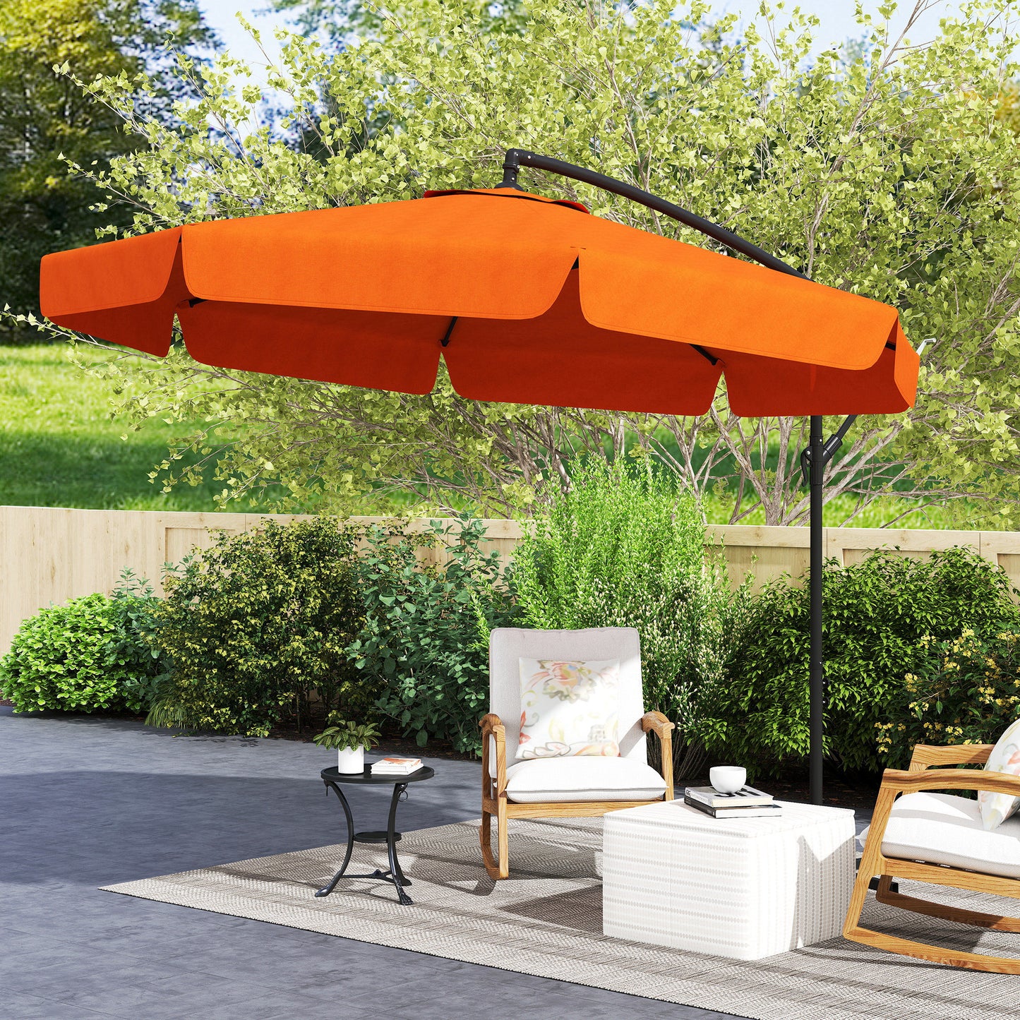 Outsunny 2,7m Garden Cantilever Banana Parasol - Pomarańczowy