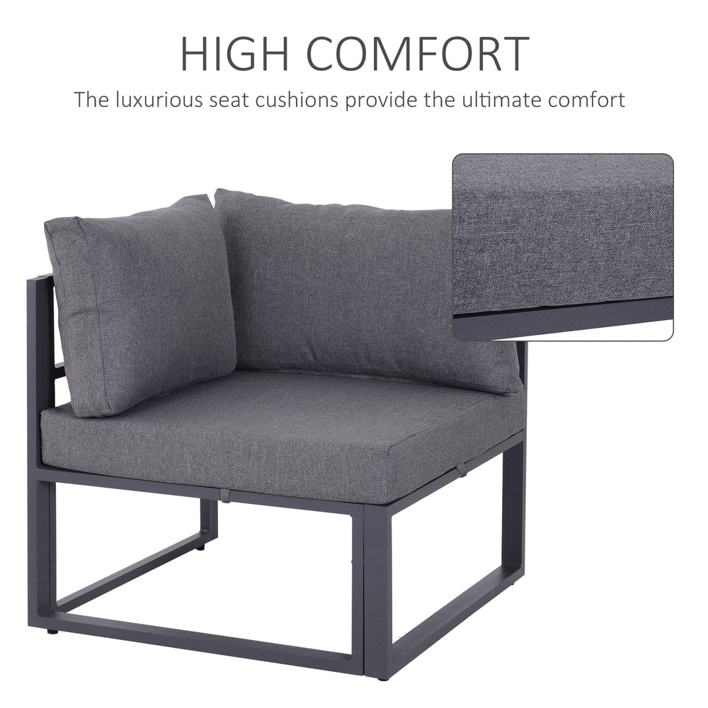 Outsunny 6 PCs Outdoor Indoor Sectional Corner Sofa Set in Grey, image 5