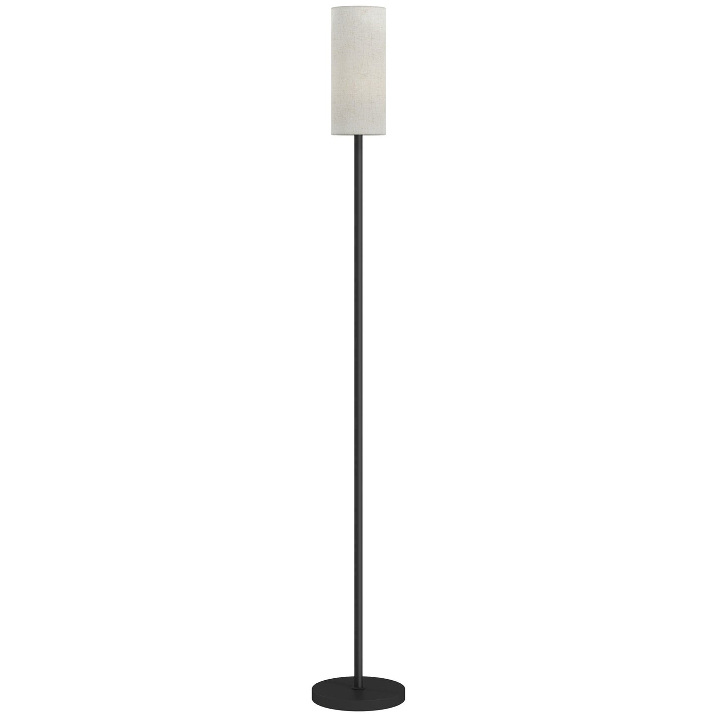 Lampa podłogowa HOMCOM do salonu, nowoczesna lampa stojąca z kloszem lnianym i przełącznikiem nożnym, minimalistyczny klosz na wysokim słupku do sypialni, biura, biały