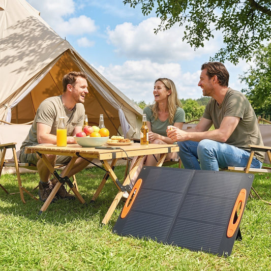 HOMCOM 100W Portable Solar Panel, Foldable Solar Charger with USB-A & USB-C Fast Charging Output, IP67 Waterproof for Mobile Phone Power Bank Flashlight Fans Camping Backpacking Hiking