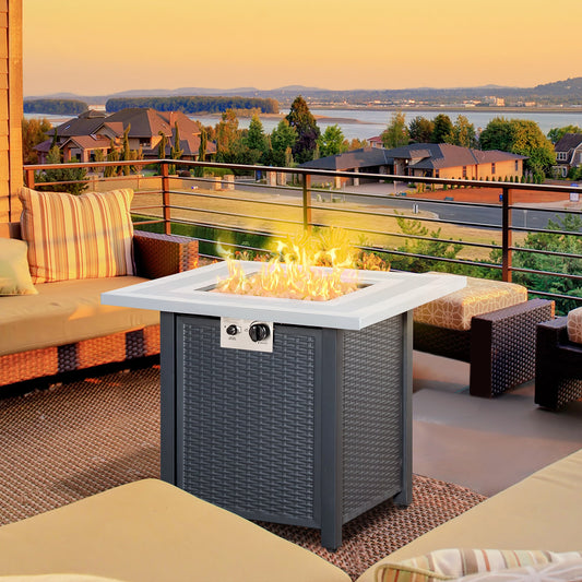 Outsunny 71 x 71cm 40000 BTU Gas Firepit Table - Black/Grey