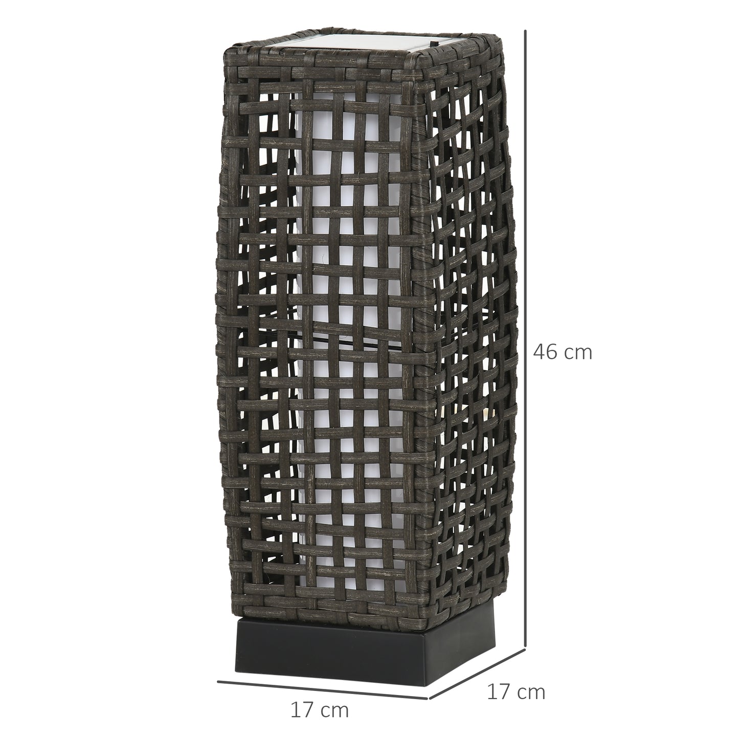 Outsunny Outdoor Rattan Solar Lantern, Brushed PE Wicker Patio Garden Lantern z automatycznym włączaniem/wyłączaniem Solar Powered LED Lights do użytku wewnątrz i na zewnątrz, na werandzie, podwórku, trawniku, dziedzińcu, w kolorze szarym