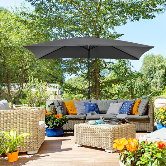Outsunny Garden Parasol Umbrella with Aluminium Pole in Black, image 2