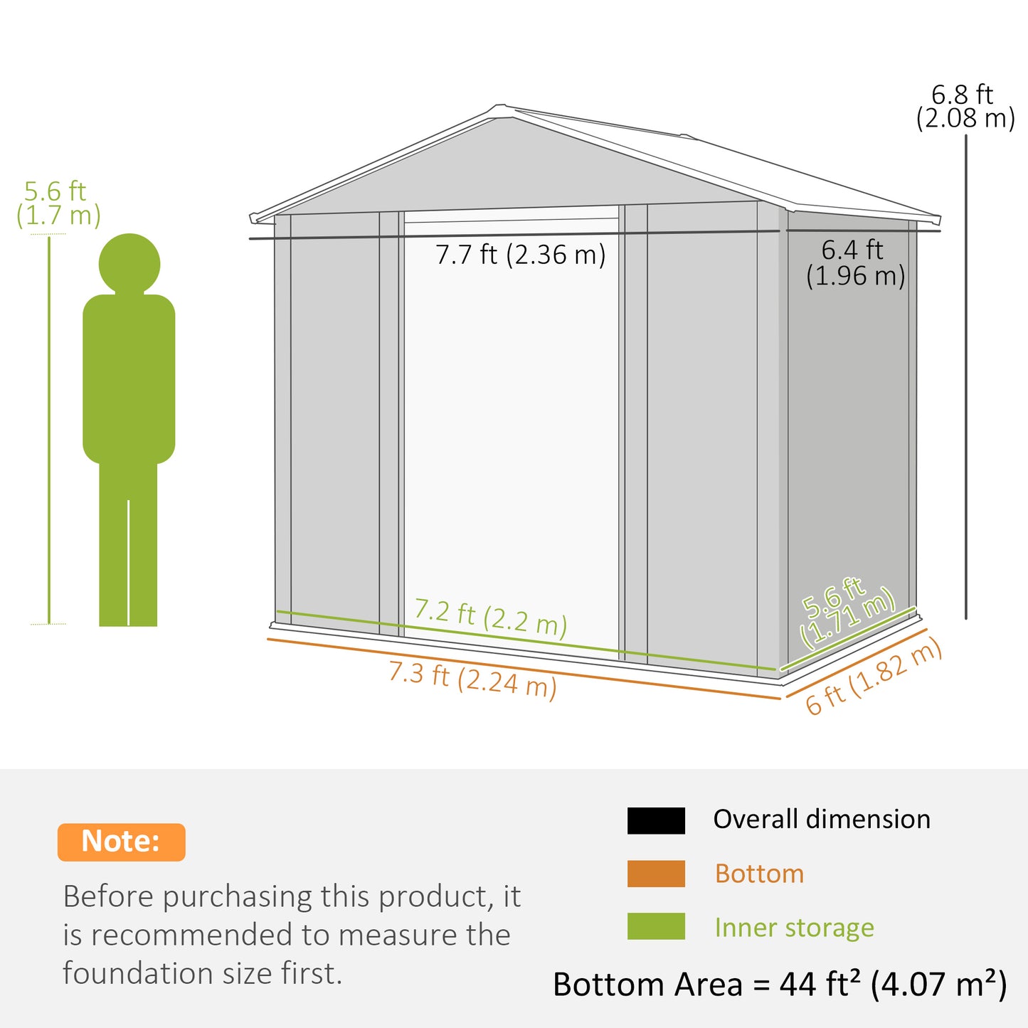 Outsunny 8 x 6ft Garden Storage Shed z przesuwanymi drzwiami - Brązowy efekt drewna