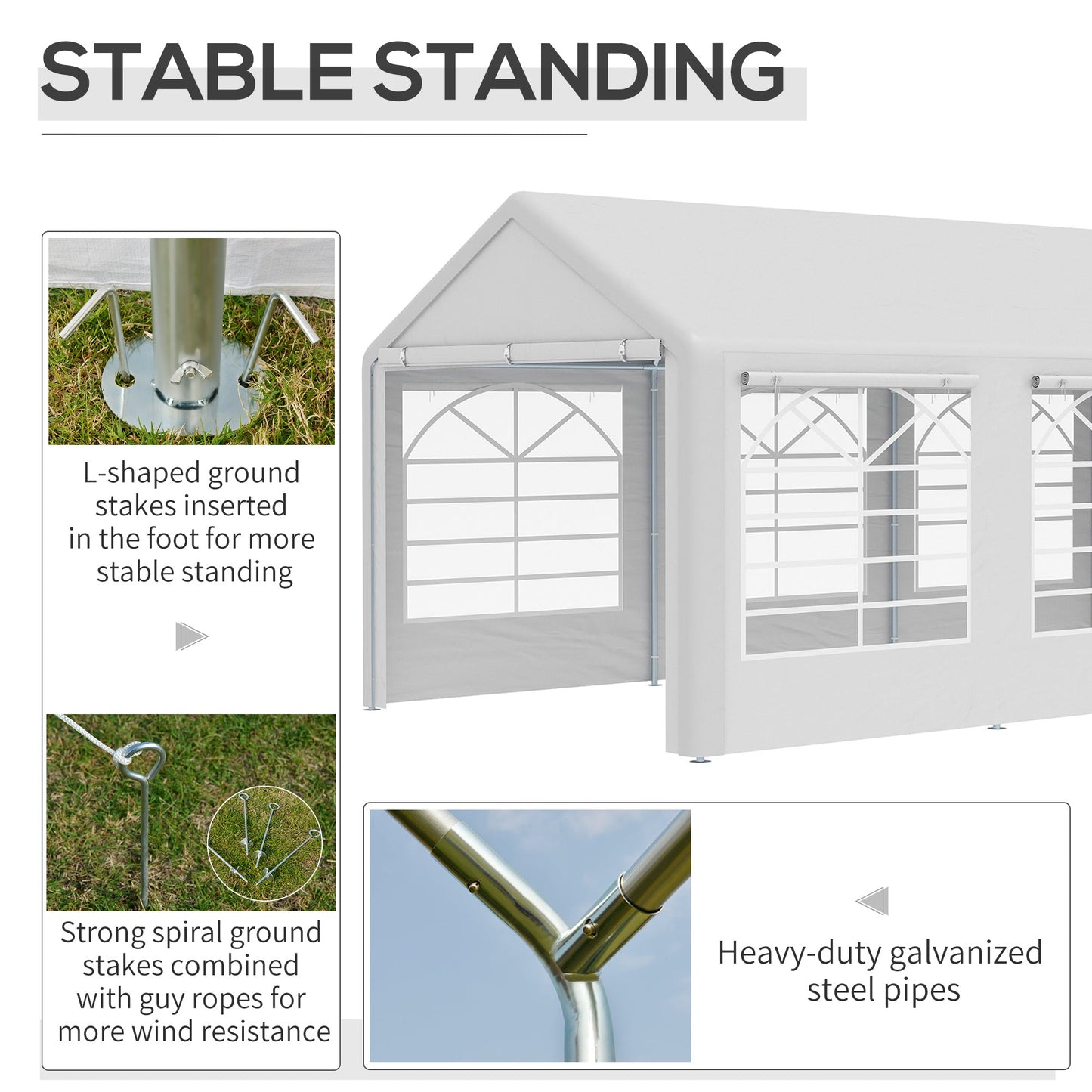 Outsunny 6m x 3m Garden Gazebo Marquee Wedding Shelter Level 4 Wind Protection, White