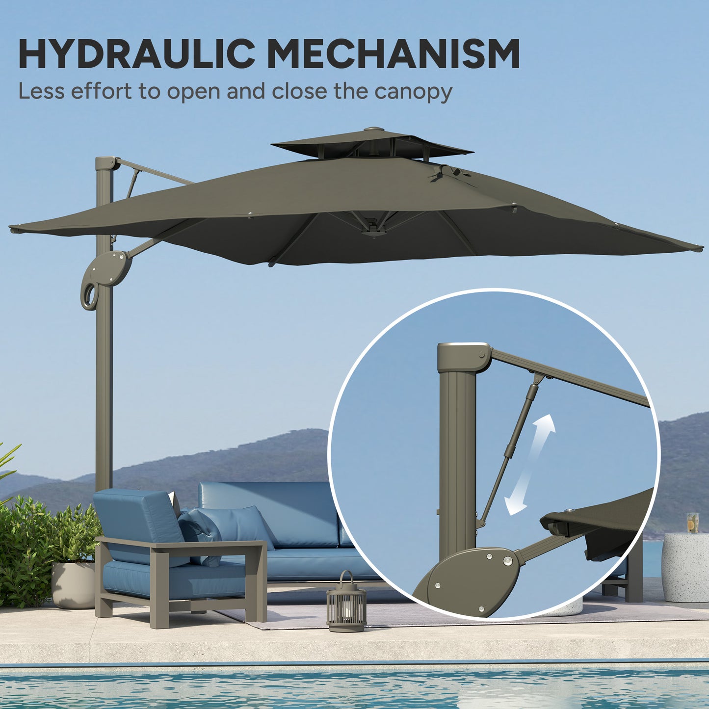 Outsunny 3m gruby materiałowy parasol ogrodowy z podstawą krzyżową - szary