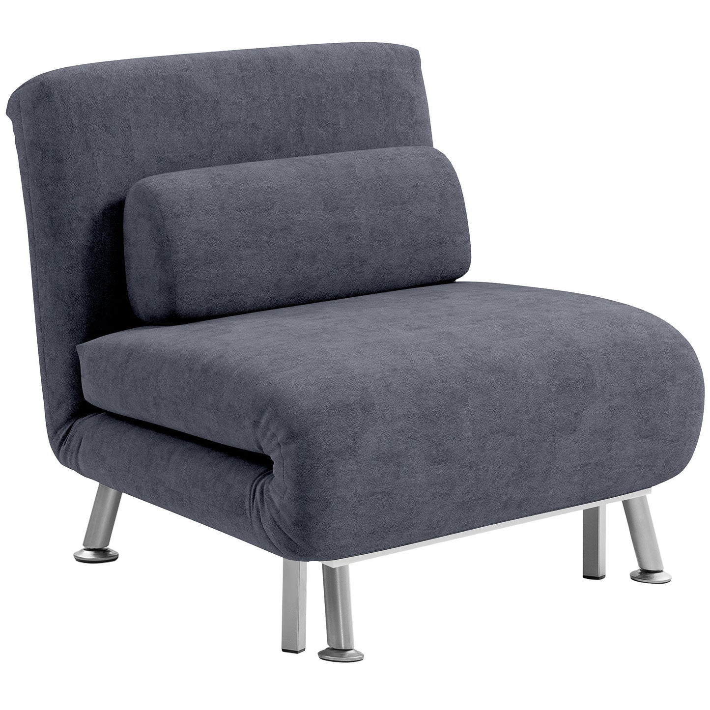 HOMCOM Single Velvet-Feel Sleeper Chair - Dark Grey