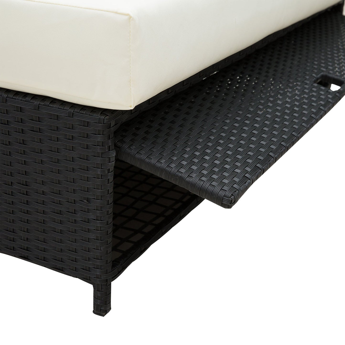 Outsunny Rattan 2-osobowa sofa leżanka łóżko-czarna