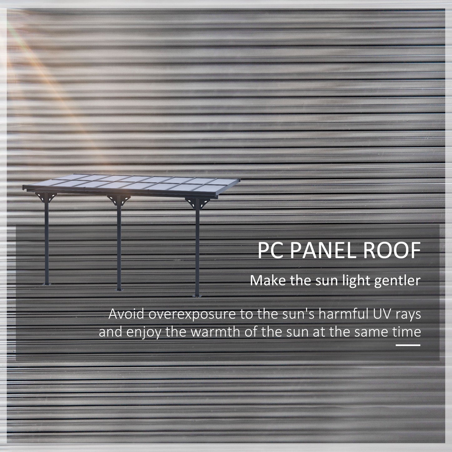Outsunny 4.35 x 3m Outdoor Patio Gazebo Pergola, Retractable Pergola Canopy Aluminum Post & PC Roof, Grey