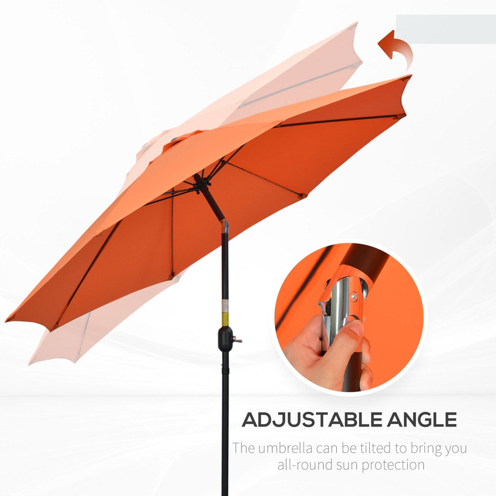 Outsunny 2.6M Patio Parasol Sun Umbrella in Orange, image 5