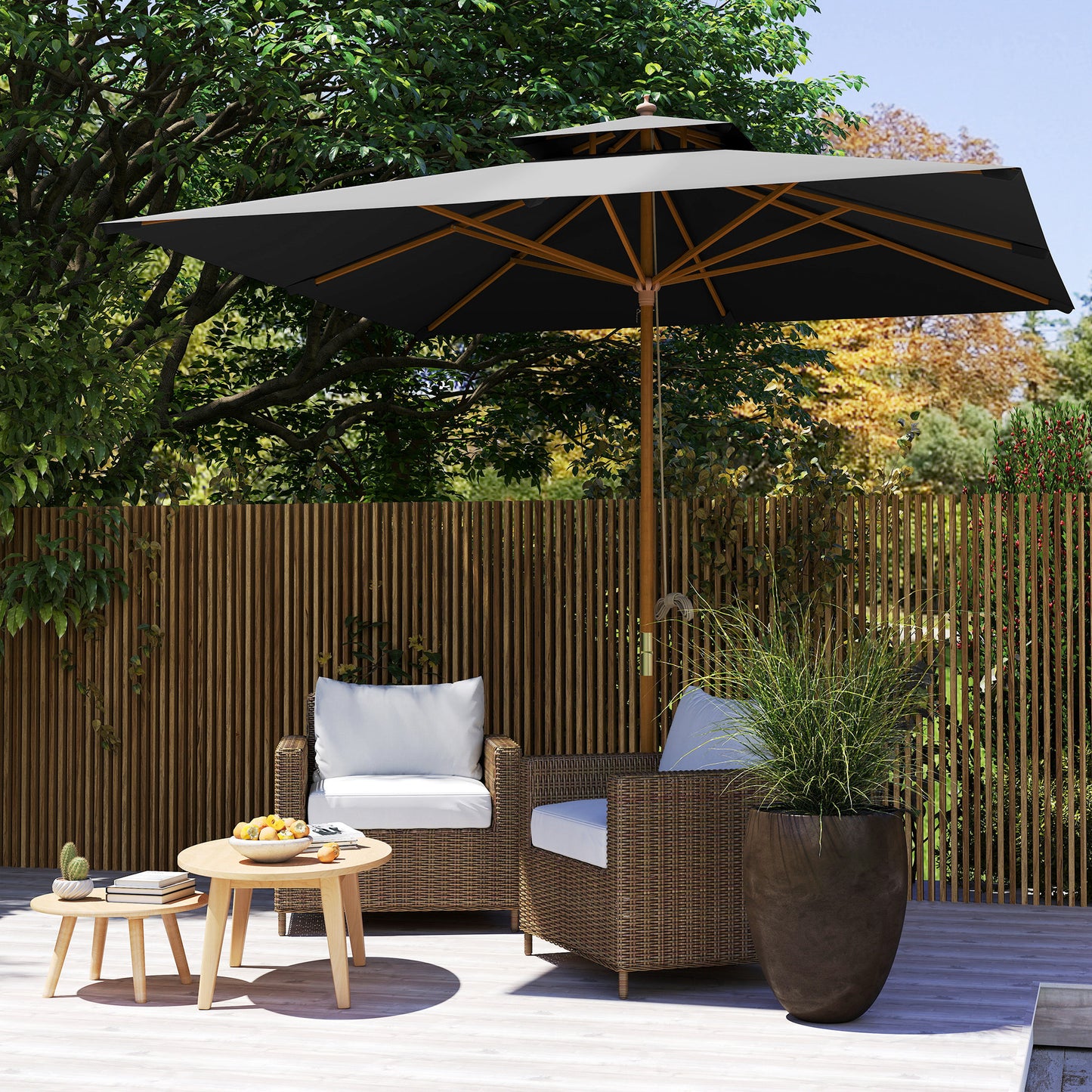 Outsunny 3 m kwadratowy parasol z baldachimem - czarny