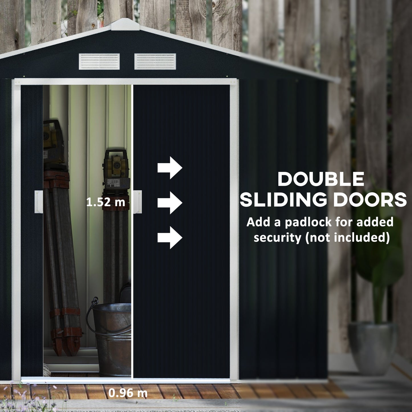 Outsunny 7 x 4ft Weatherproof Shed, zewnętrzna szopa na rowery z otworami wentylacyjnymi, zestawem fundamentowym i zamykanymi podwójnymi drzwiami, ciemnoszary