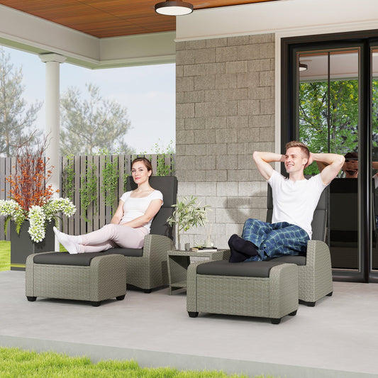 Outsunny 5-Piece Rattan Garden Furniture Set with Cushions - Charcoal Grey
