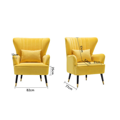 Comfortable Velvet Wingback Armchair with Cushion