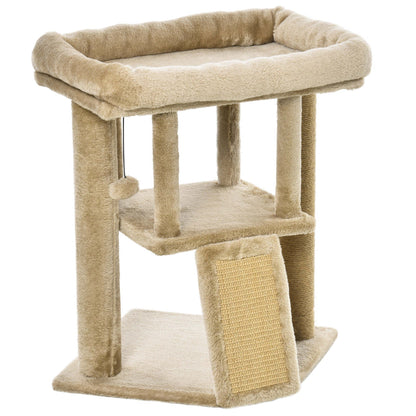 PawHut Cat Tree Tower w/ Jute Scratching Pad Ball Toy Condo 66 x 38 x 88cm Coffee