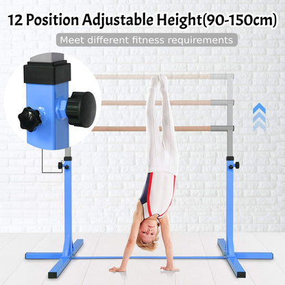 Children's Height Adjustable Gymnastics Training Bar, 90-150cm-Blue