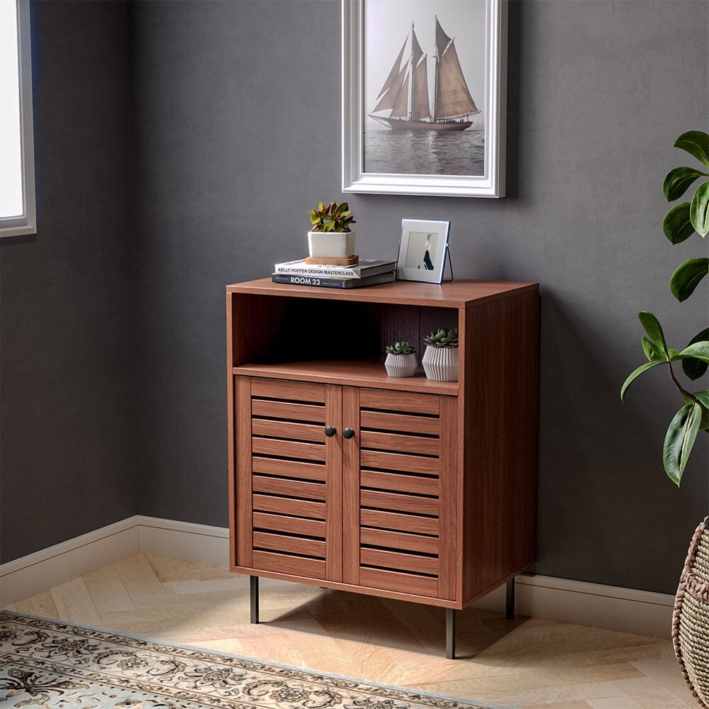 Mid-Century Wooden Sideboard Cabinet with Shelves
