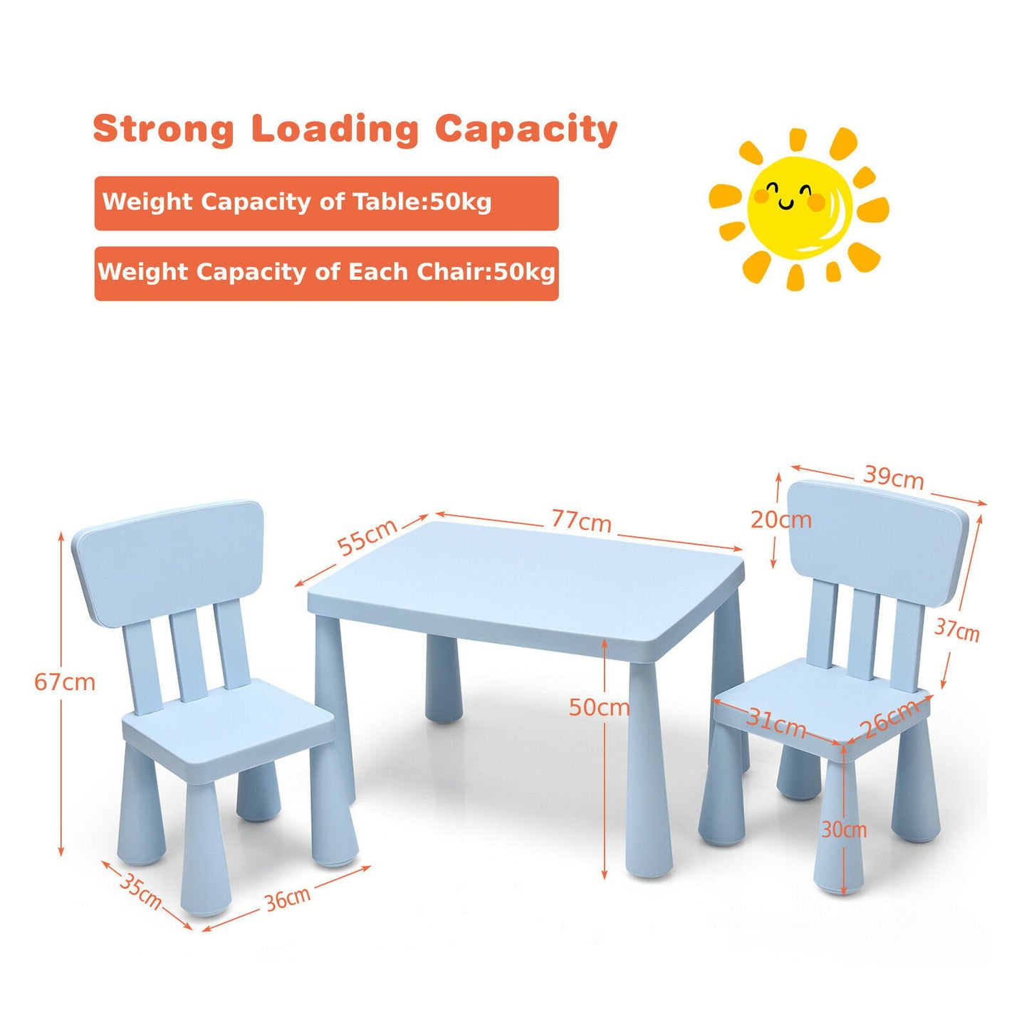 Children's Multi Activity Table and Chair Set-Blue