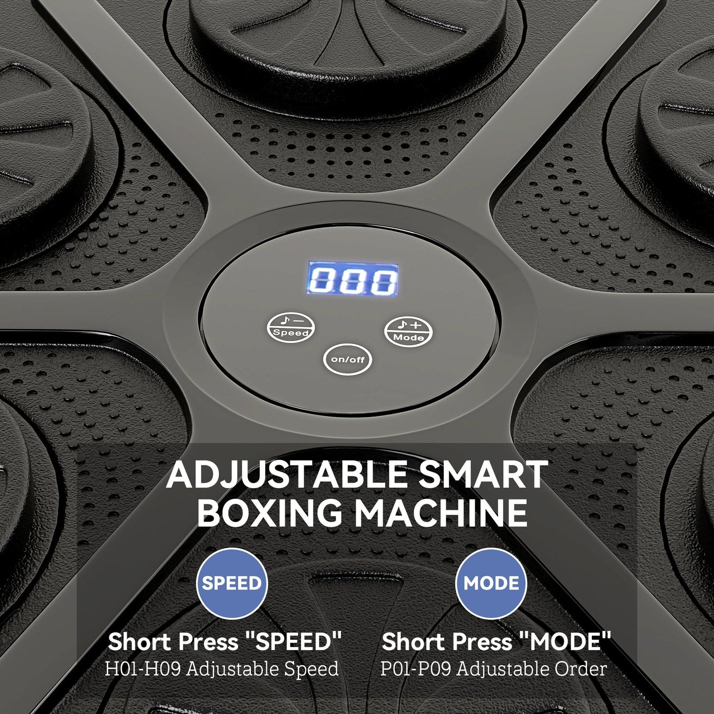 SPORTNOW Music Boxing Machine, Smart Bluetooth Boxing Machine Wall Mounted with 9 Speeds & Modes, LED Lights and Gloves, Punching Pad for Adults, Black