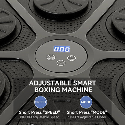 SPORTNOW Music Boxing Machine, Smart Bluetooth Boxing Machine Wall Mounted with 9 Speeds & Modes, LED Lights and Gloves, Punching Pad for Adults, Black