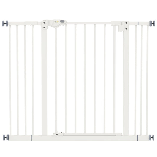 PawHut Adjustable Safety Gate w/ Two Extensions, Four Adjustable Screws, White