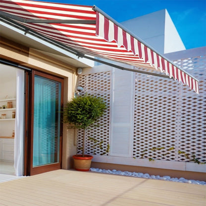 Retractable Patio Awning - Manual Shelter - Red & White