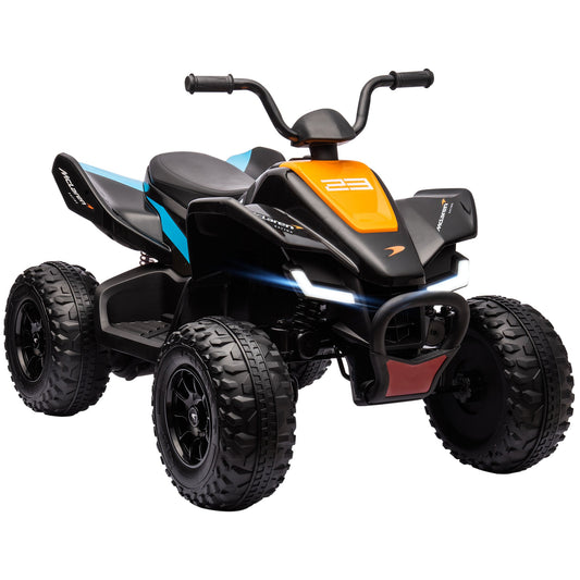 HOMCOM McLaren Licensed 12V Quad Bike, with Music, Headlights, MP3 Slot, Suspension Wheels, for Ages 3-8 Years - Black